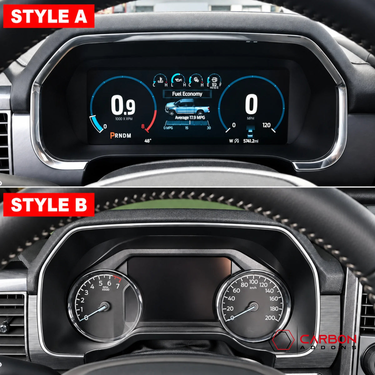 Real Carbon Fiber Gauge Cluster Trim Cover for 2021-2023 Ford F-150