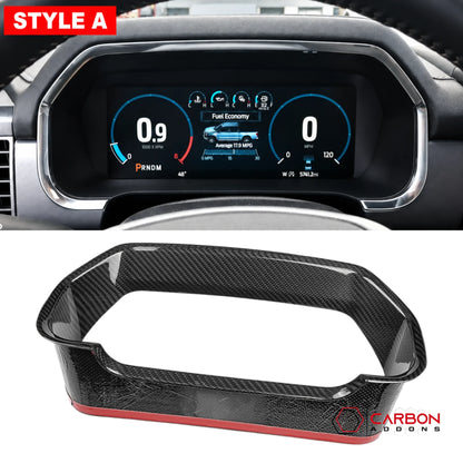 Real Carbon Fiber Gauge Cluster Trim Cover for 2021-2023 Ford F-150