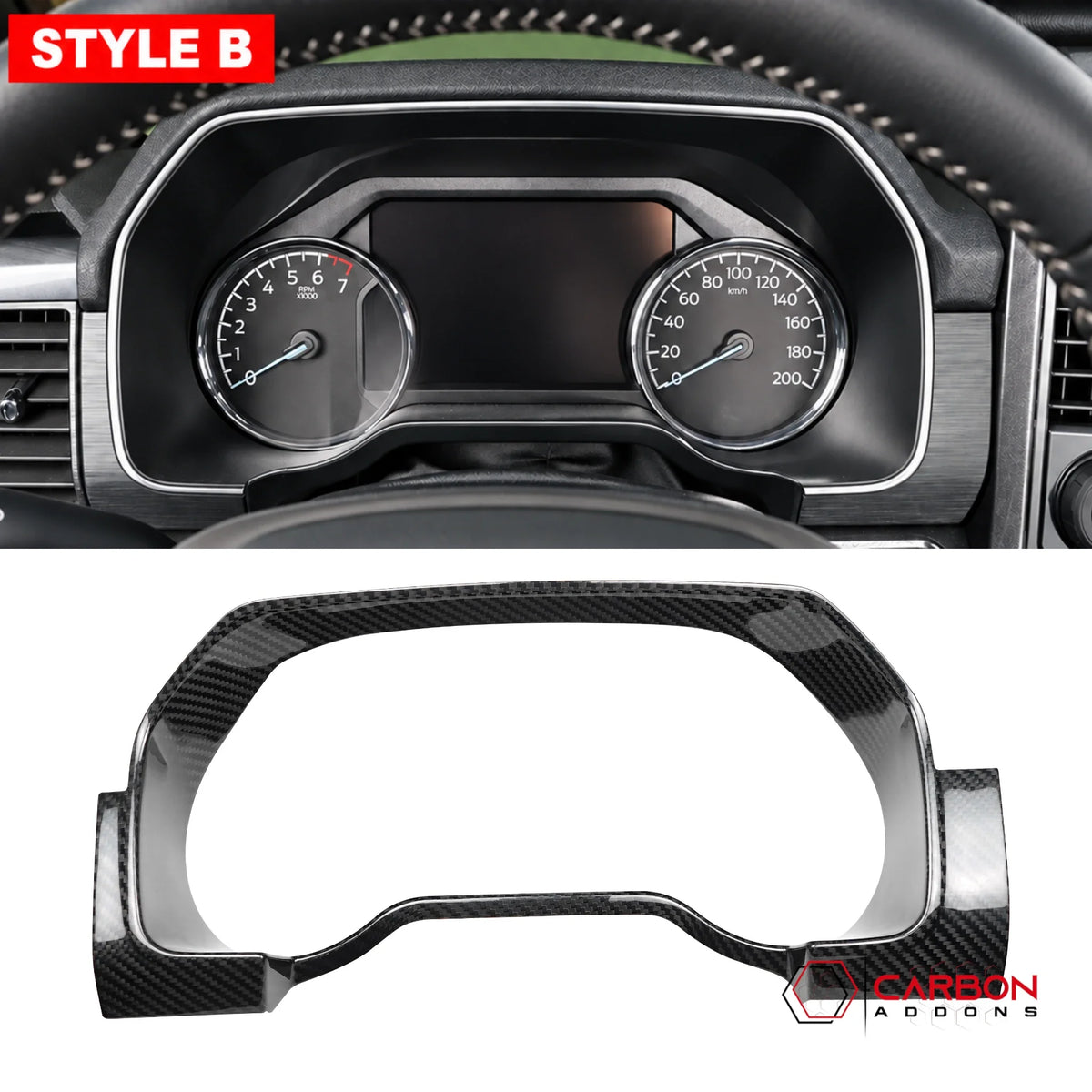 Real Carbon Fiber Gauge Cluster Trim Cover for 2021-2023 Ford F-150