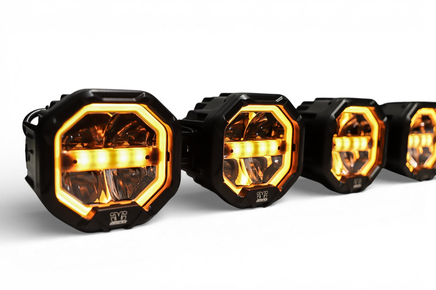 4 Light U-Con Interlocking Off Road LED Pod With Amber or White DRL Running Light