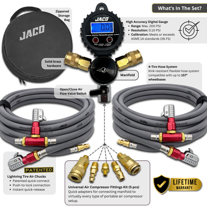 Rapid 4-Tire Inflation/Deflation System with Lightning™ Air Chucks | 4-Way Multi-Tire Inflator/Deflator Hose Kit for Off Road 4x4