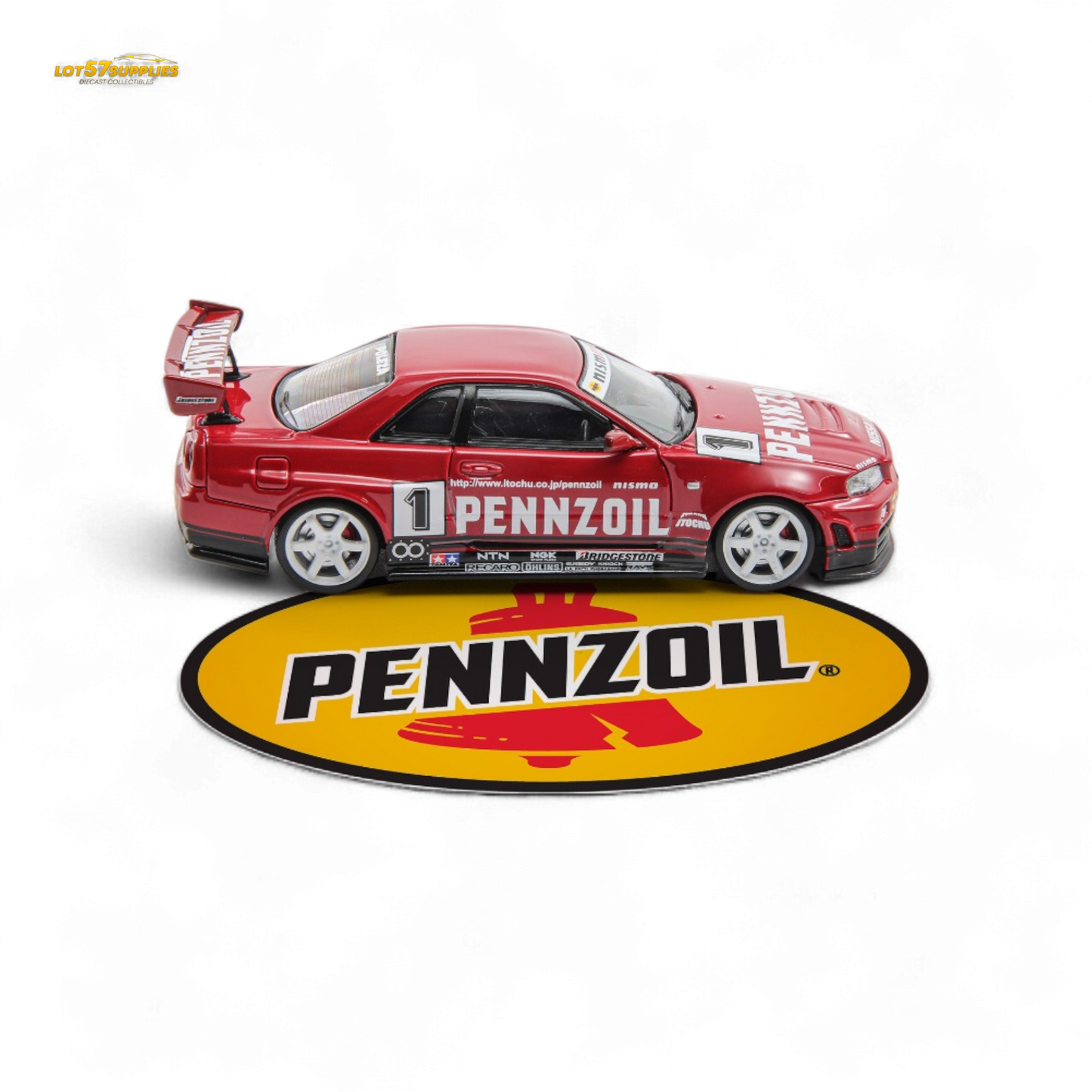 Fast Speed FS 1:64 Skyline GT-R R34 Nismo Z-Tune Pennzoil #1 – Red (Foshan AIT Exhibition Edition)