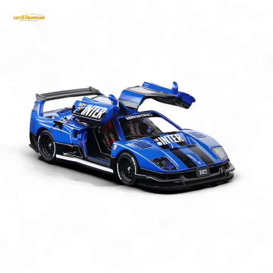 Demon King Auto F40 LB-Works Wide-Body Gull Wing Gate Modified - Inter Milan Livery 1:64