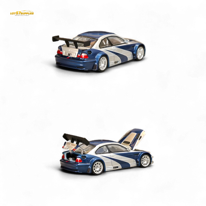 (Pre-Order) Ghost Player BMW E46 M3 GTR - Silver Blue Classic NFS Livery 1:64