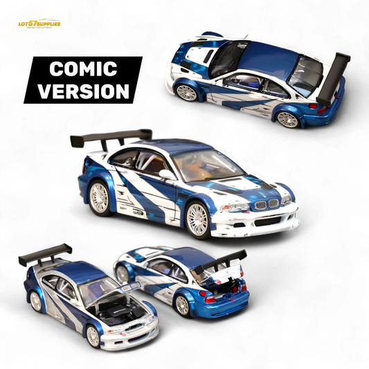 (Pre-Order) Ghost Player BMW E46 M3 GTR - White Blue Comic NFS Livery 1:64