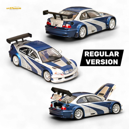 (Pre-Order) Ghost Player BMW E46 M3 GTR - Silver Blue Classic NFS Livery 1:64