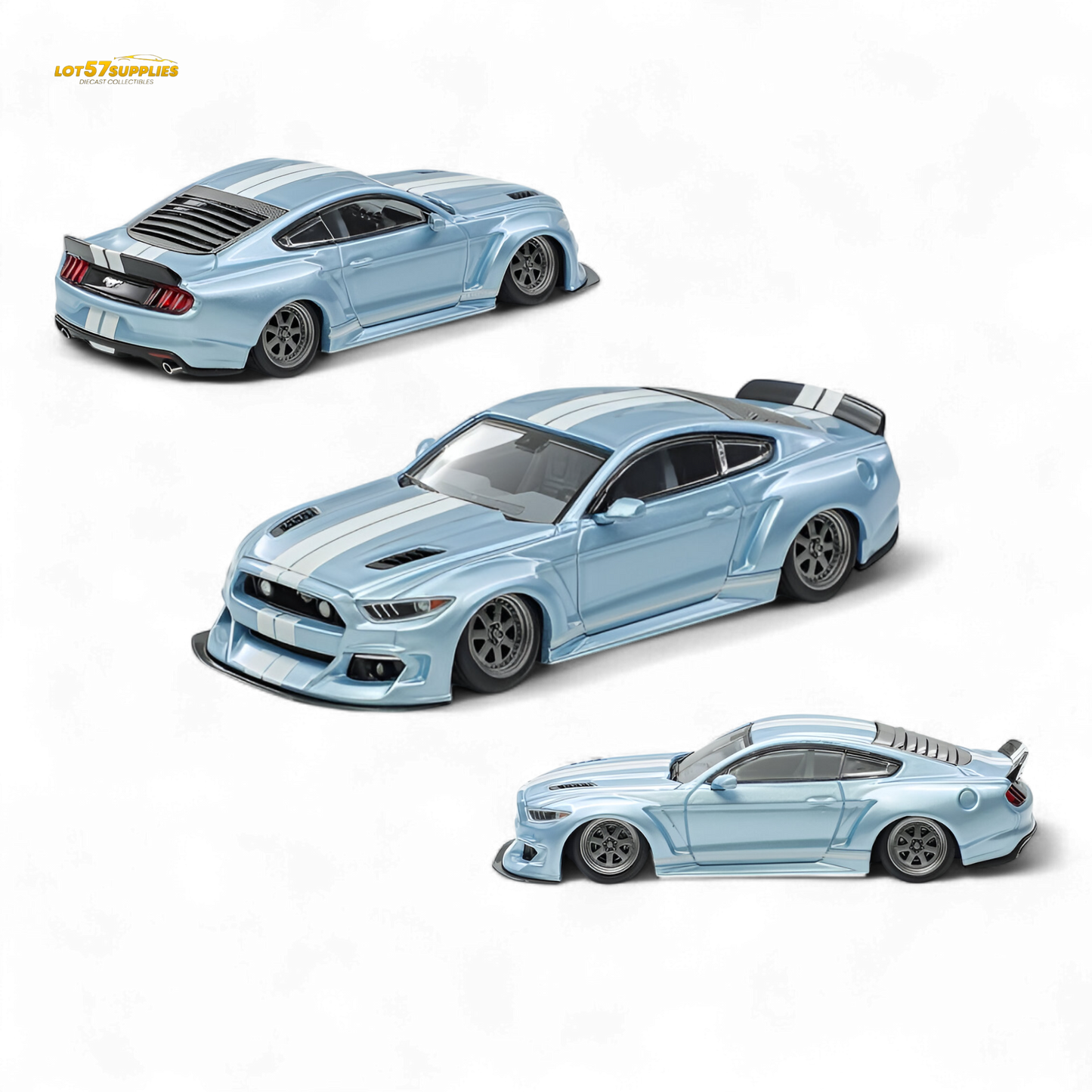 (Pre-Order) Liberty 64 Mustang Widebody Kit Ice Blue 1:64