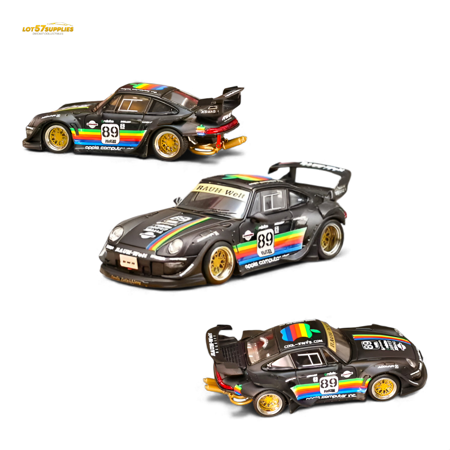 (Pre-Order) Street Weapon RWB 993 Matte Black Apple Livery 1:64