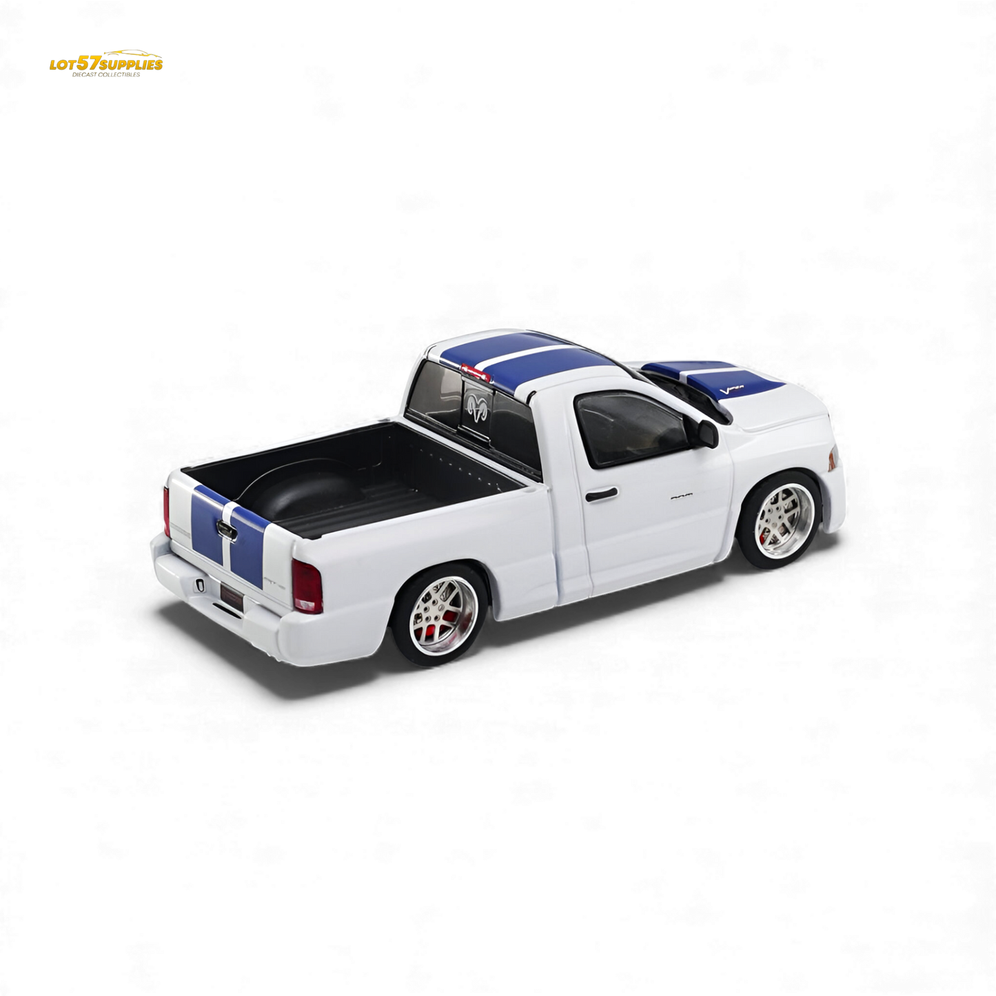 (Pre-Order) GCD Dodge RAM SRT-10 - White Blue Stripe (LHD) 1:64