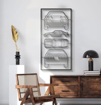 1987 Mustang GT Fox Body Quad Profile Metal Frame Silhouette - MT1450