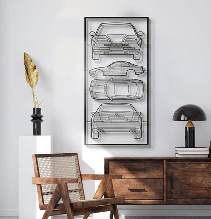 1989 8 Series 850CSi (E31) Quad Profile Metal Frame Silhouette - MT1428