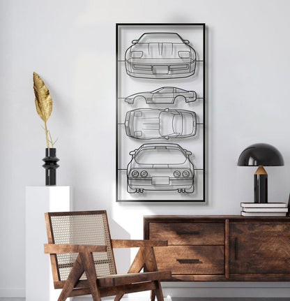 1984 Corvette C4 Quad Profile Metal Frame Silhouette - MT1445