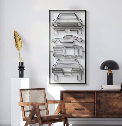 1967 Camaro Z28 Quad Profile Metal Frame Silhouette - MT1436