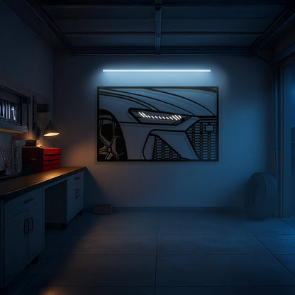 RS6 Avant C8 Apex Front View Metal Neon Frame Wall Art - MT1482