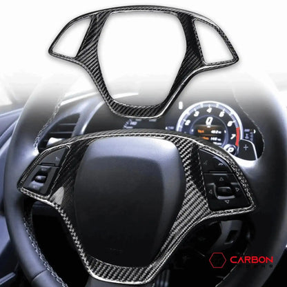 C7 Corvette 2014-2019 Carbon Fiber Steering Wheel Button Trim Cover