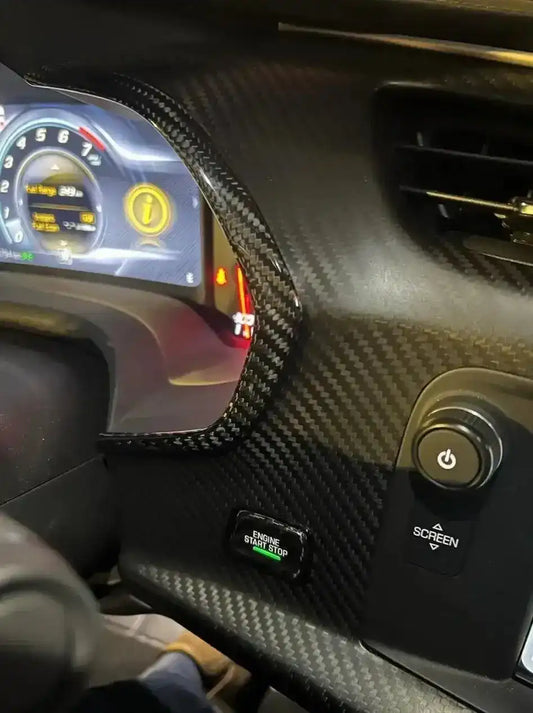 C7 Corvette 2014–2019 Carbon Fiber Gauge Bezel Chrome Delete Cover