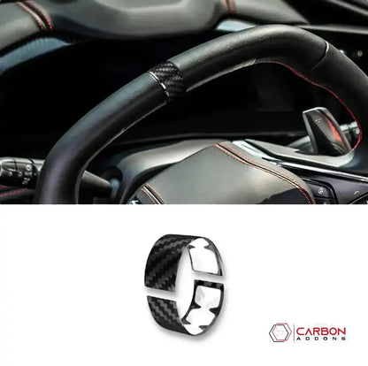 C8 Corvette Real Carbon Fiber Steering Wheel Racing Stripe Covers (2020–2026)