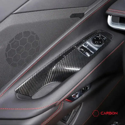 C8 Corvette Real Carbon Fiber Window Switch Trim Covers | Interior Overlay (2020–2026)