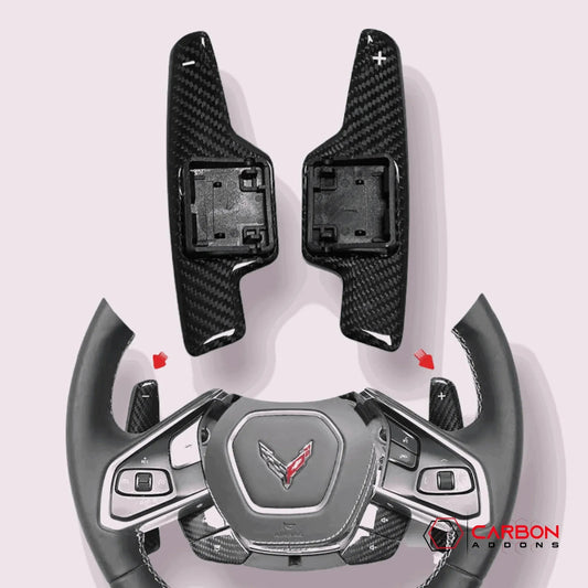 C8 Corvette Real Carbon Fiber Paddle Shifters | Direct Replacement (2020–2026)