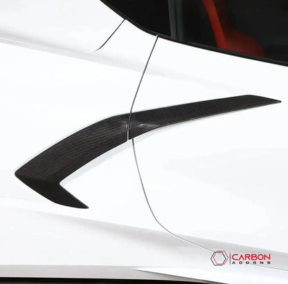 C8 Corvette Stingray Carbon Fiber Side Scoop Boomerang Trim Covers (4-Piece Set) | Exterior Upgrade (2020–2026)