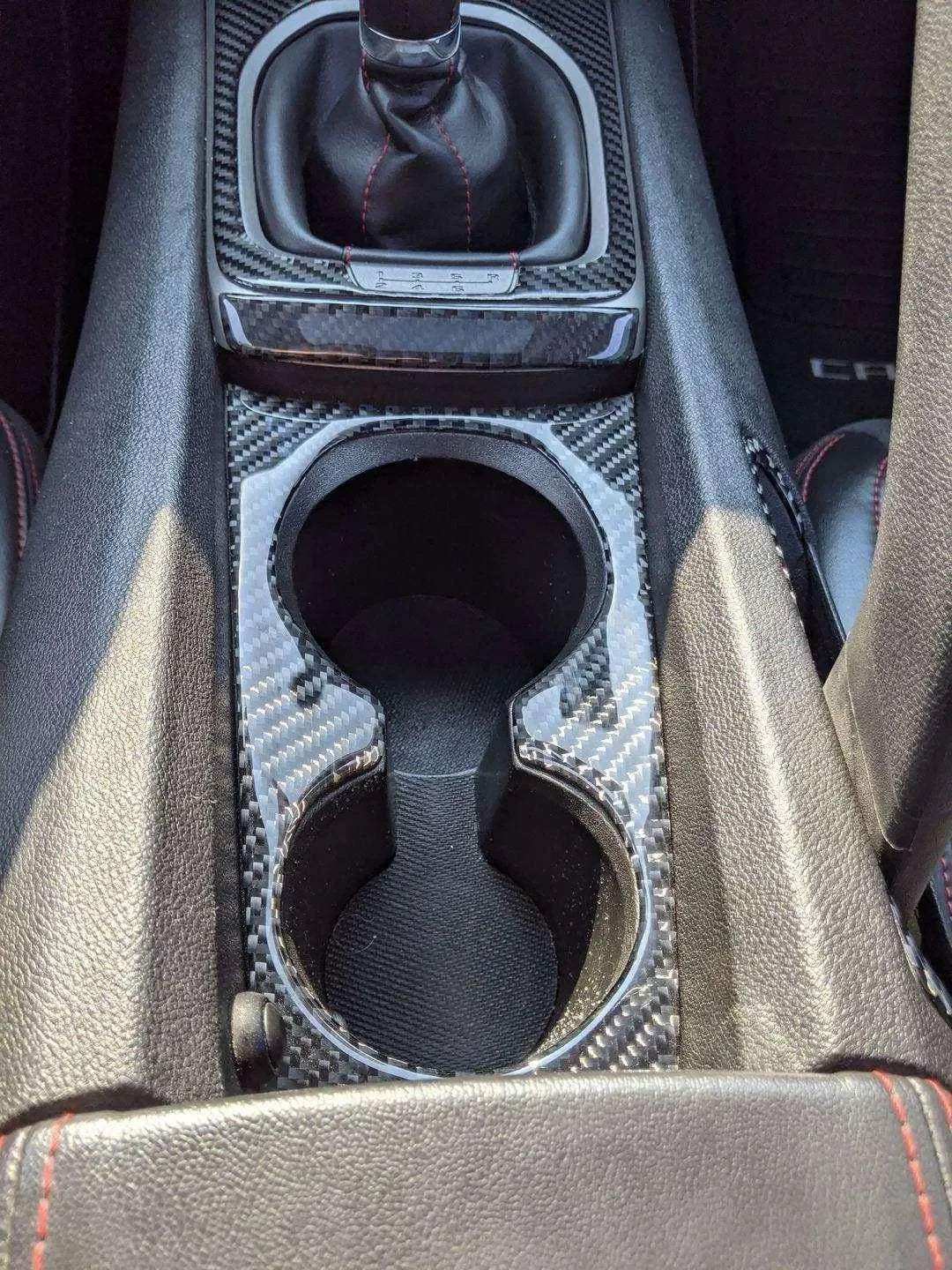 Carbon Fiber Cup Holder Panel Overlay for Chevrolet Camaro 2010-2015