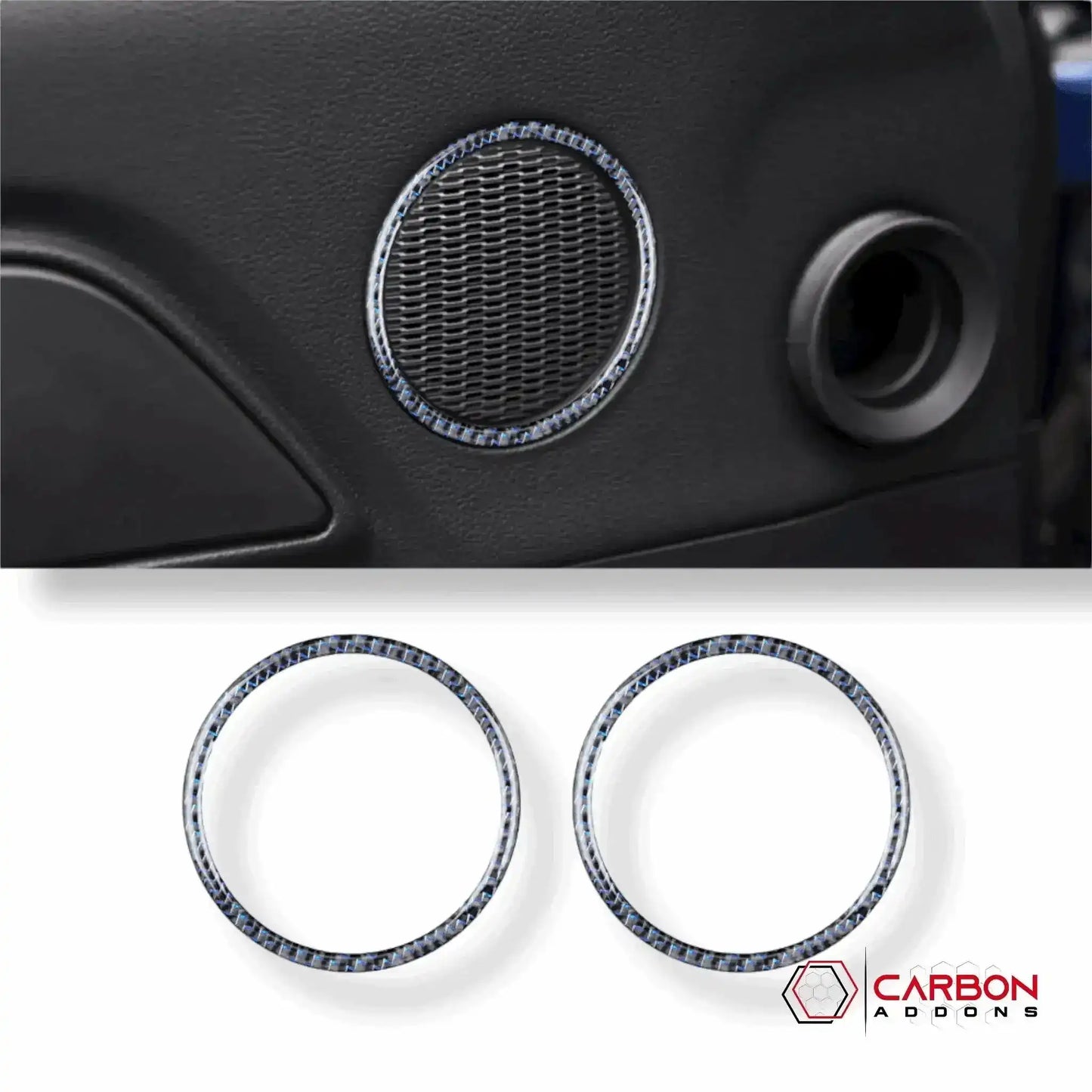 Carbon Fiber Door Speaker Trim Overlay for Mustang 2015-2023
