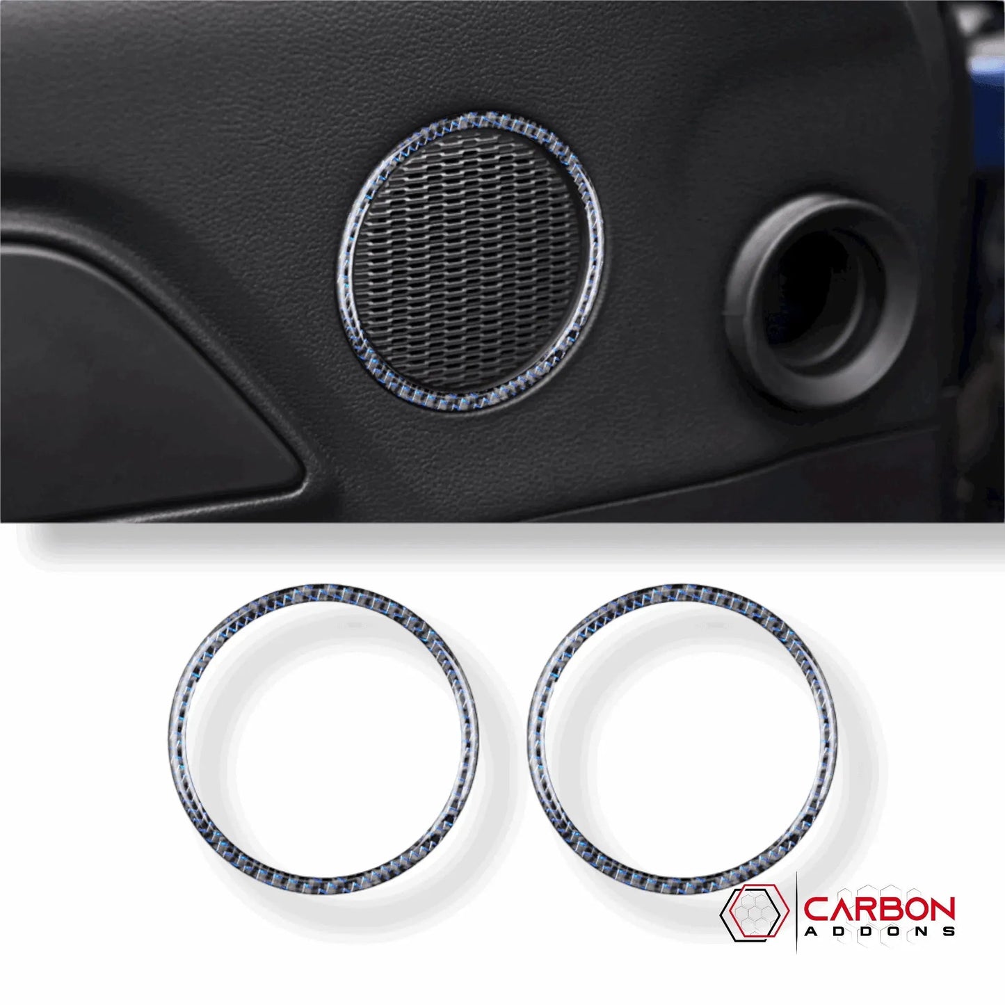 Carbon Fiber Door Speaker Trim Overlay for Mustang 2015-2023