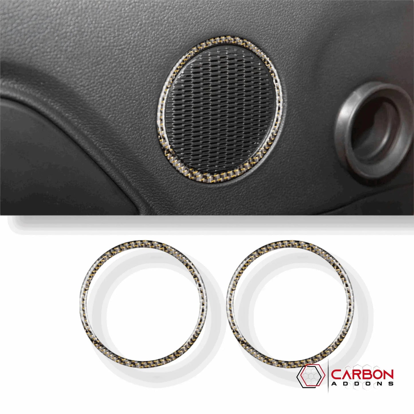 Carbon Fiber Door Speaker Trim Overlay for Mustang 2015-2023
