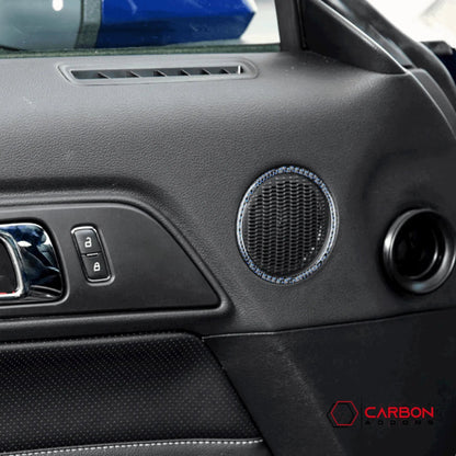 Carbon Fiber Door Speaker Trim Overlay for Mustang 2015-2023