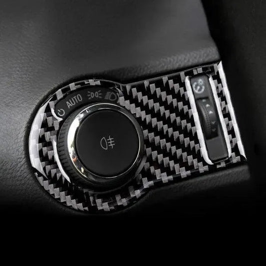 Carbon Fiber Headlight Switch Button Panel Overlay for Chevrolet Camaro 2010-2015
