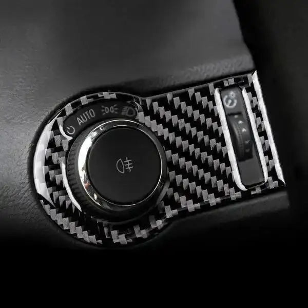 Carbon Fiber Headlight Switch Button Panel Overlay for Chevrolet Camaro 2010-2015