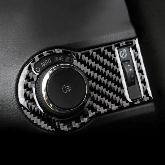 Carbon Fiber Headlight Switch Button Panel Overlay for Chevrolet Camaro 2010-2015