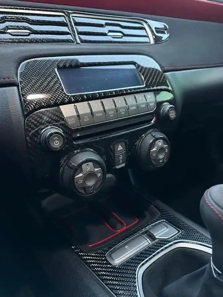 Carbon Fiber Multimedia Radio Trim Cover for 2010-2015 Chevy Camaro