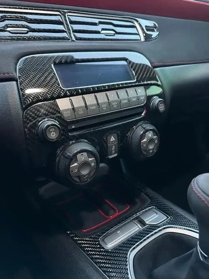 Carbon Fiber Multimedia Radio Trim Cover for 2010-2015 Chevy Camaro
