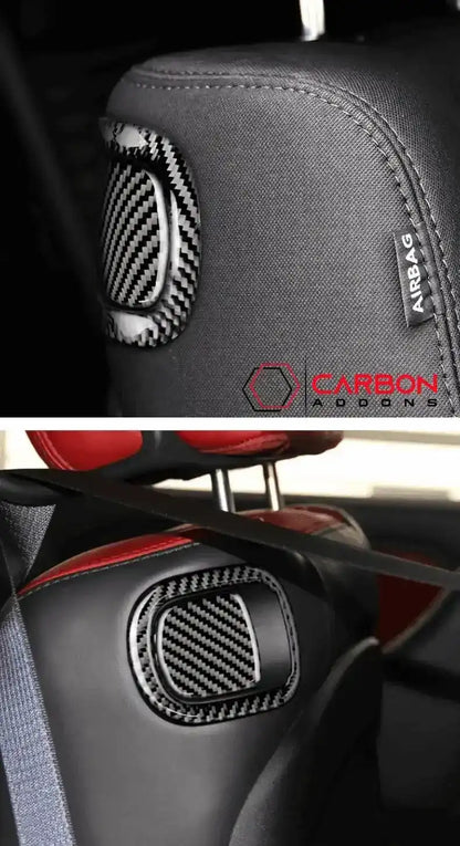 Carbon Fiber Rear Seat Pull Trim and Handle Overlay for Dodge Challenger 2015-2023