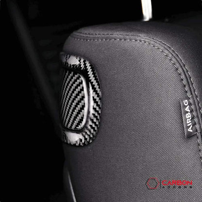 Carbon Fiber Rear Seat Pull Trim and Handle Overlay for Dodge Challenger 2015-2023