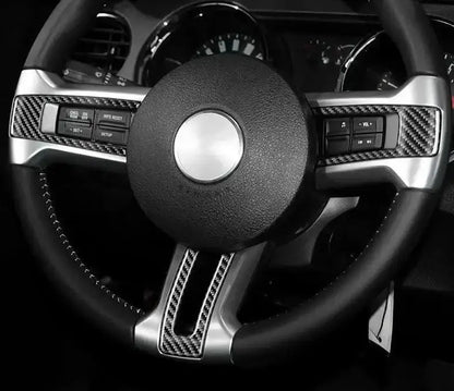 Mustang 2010-2014 Carbon Fiber Steering Wheel Trim Interior Overlay