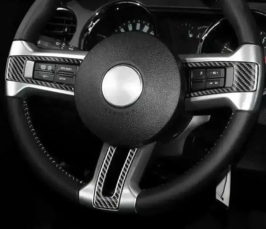Mustang 2010-2014 Carbon Fiber Steering Wheel Trim Interior Overlay