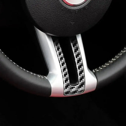 Mustang 2010-2014 Carbon Fiber Steering Wheel Trim Interior Overlay