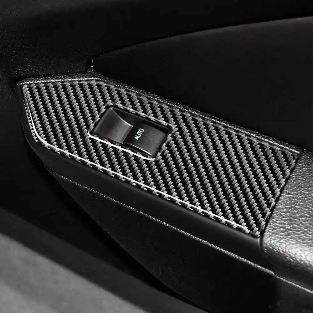 Carbon Fiber Window Switch Control Trim Interior Overlay Kit For Mustang 2010-2014