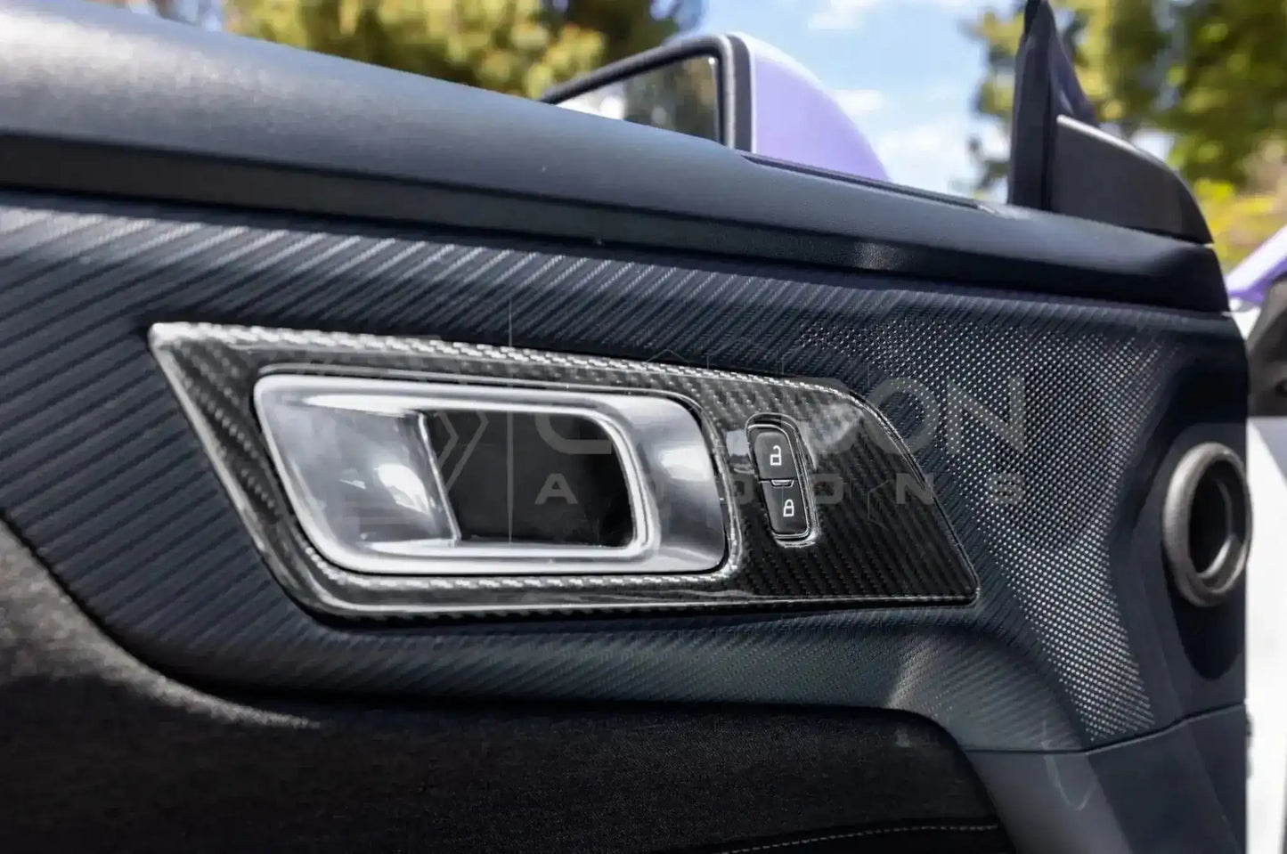 Real Carbon Fiber Interior Door Handle Trim Covers for 2024+ Ford Mustang