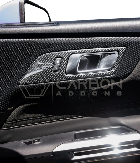 Real Carbon Fiber Interior Door Handle Trim Covers for 2024+ Ford Mustang