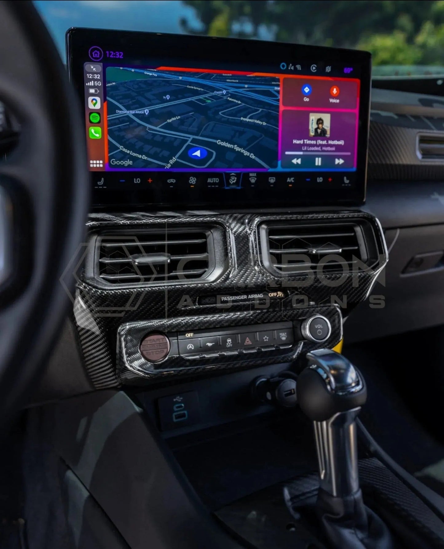 2024+ S650 Mustang Hard Carbon Fiber Dashboard Center AC Vent Trim Cover