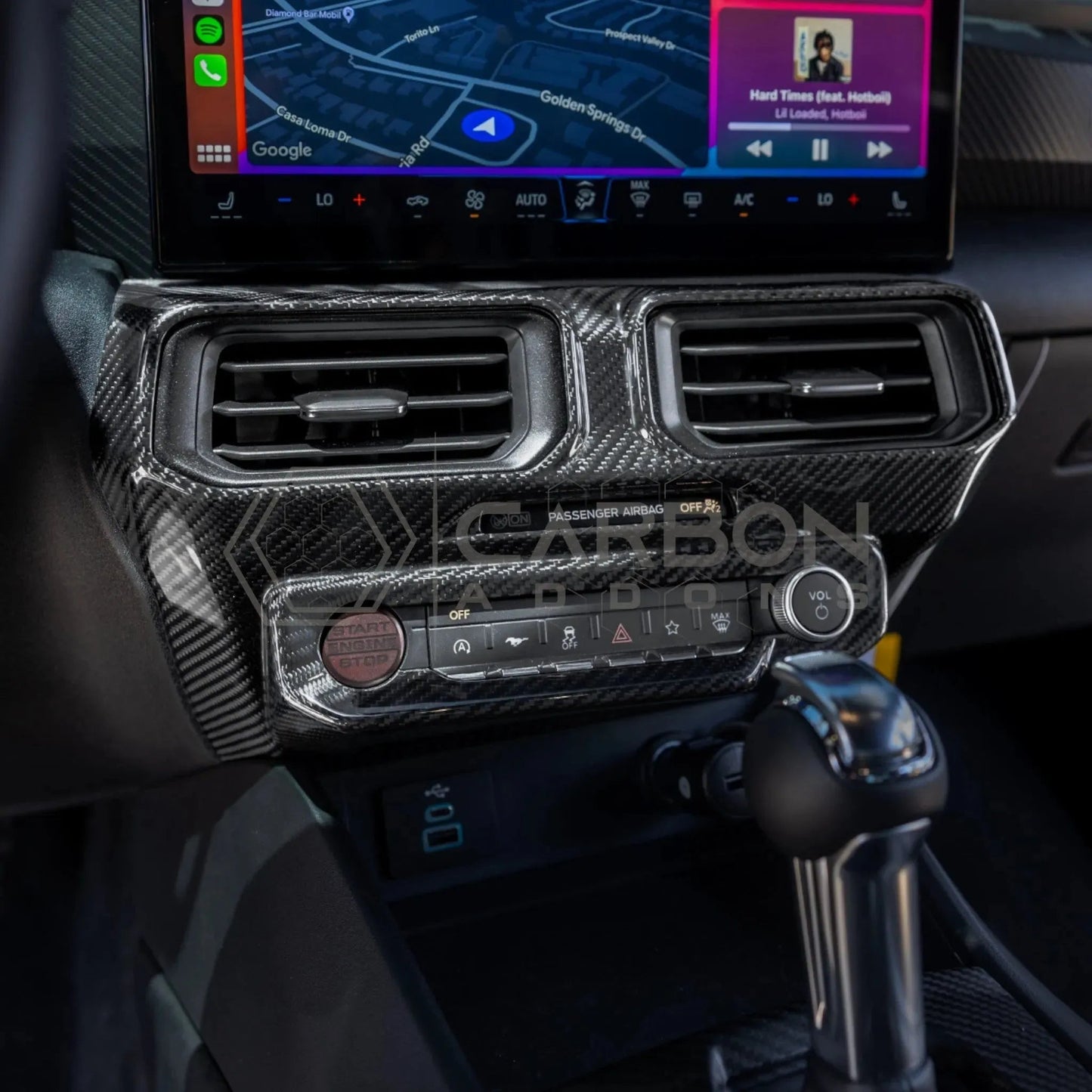 2024+ S650 Mustang Hard Carbon Fiber Dashboard Center AC Vent Trim Cover