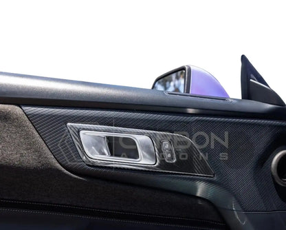Real Carbon Fiber Interior Door Handle Trim Covers for 2024+ Ford Mustang