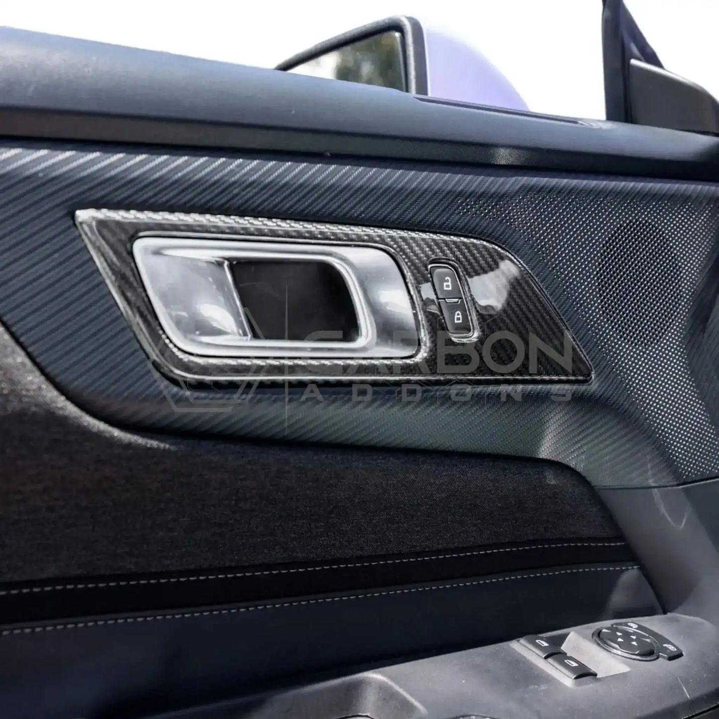Real Carbon Fiber Interior Door Handle Trim Covers for 2024+ Ford Mustang