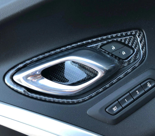 Chevrolet Camaro 2016-2024 Real Carbon Fiber Interior Door Handle Overlay