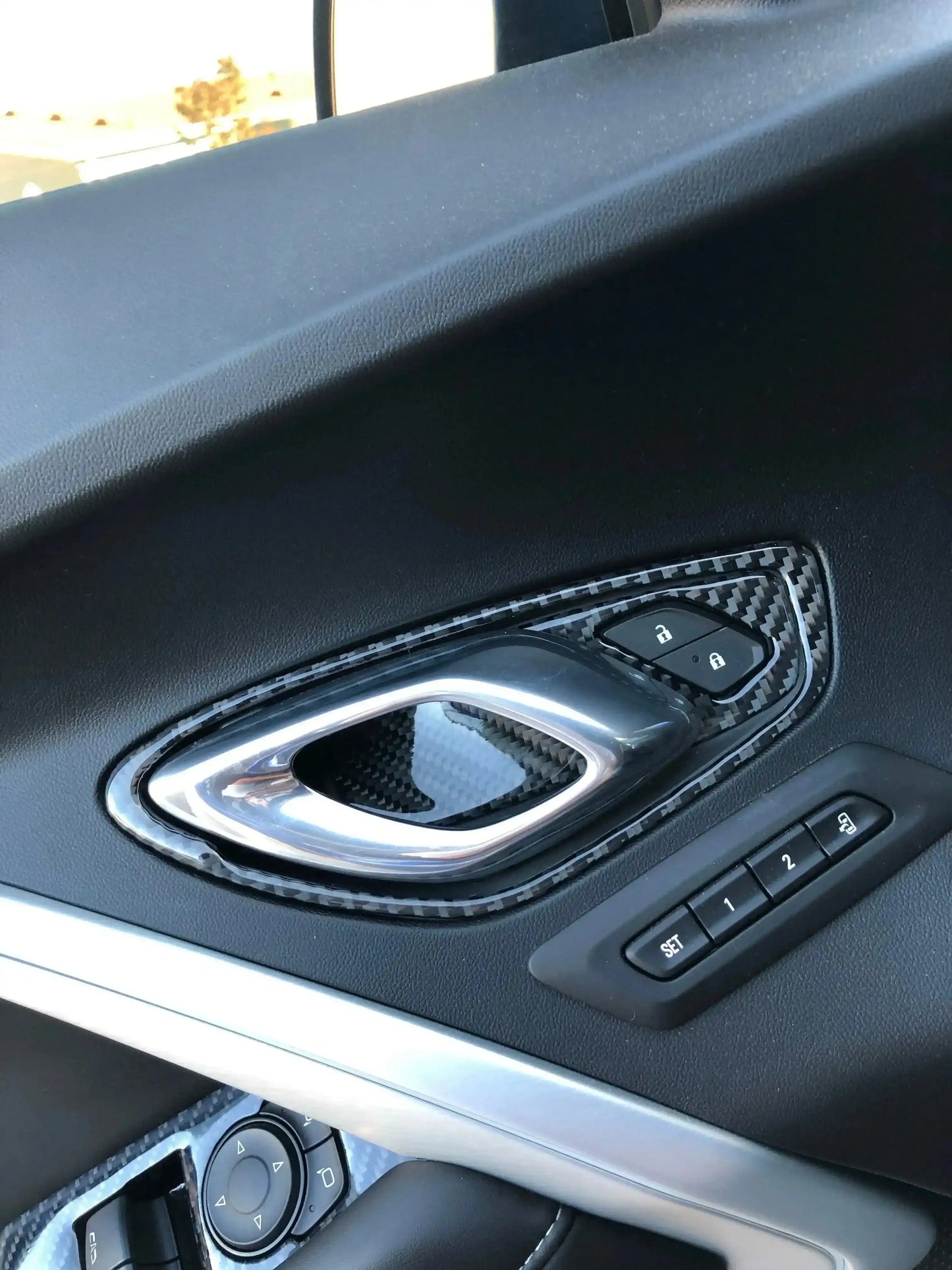 Chevrolet Camaro 2016-2024 Real Carbon Fiber Interior Door Handle Overlay