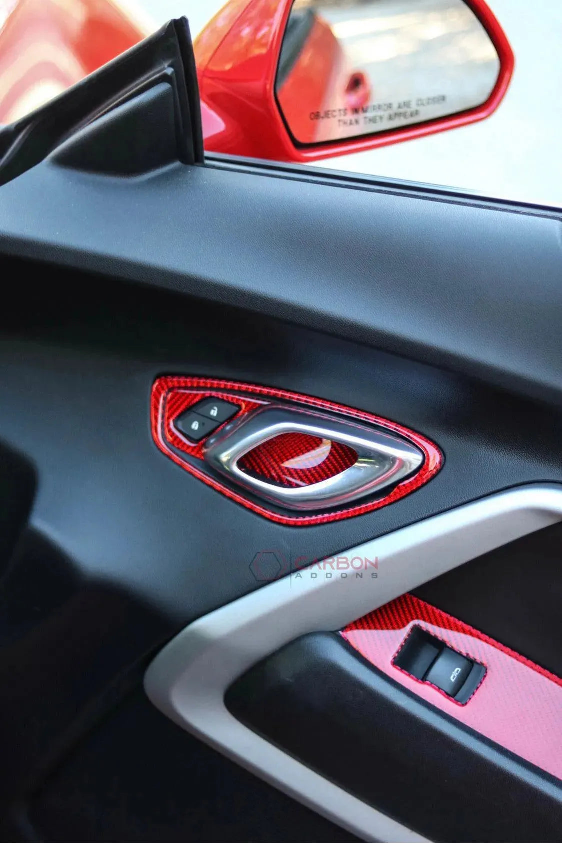 Chevrolet Camaro 2016-2024 Real Carbon Fiber Interior Door Handle Overlay