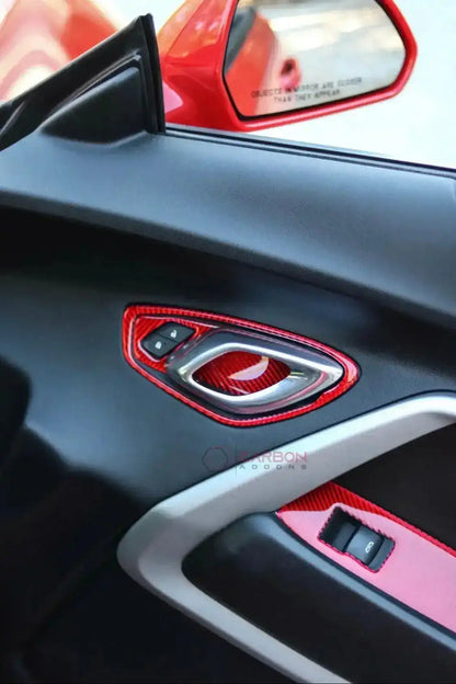 Chevrolet Camaro 2016-2024 Real Carbon Fiber Interior Door Handle Overlay